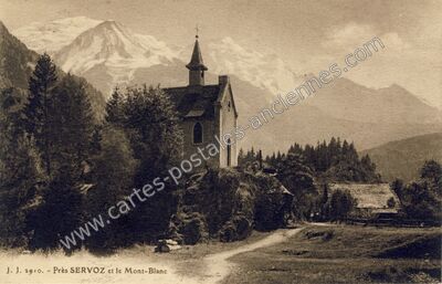 Carte postale ancienne Près Servoz et le Mont-Blanc — Servoz (Haute-Savoie)