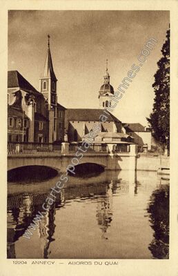 Carte postale ancienne Abords du quai — Annecy (Haute-Savoie)