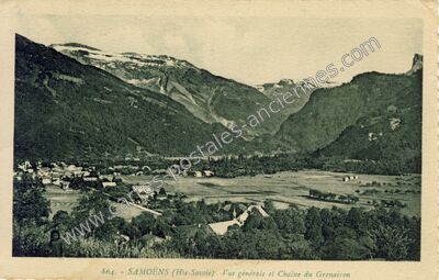 Carte postale ancienne Vue générale et Chaîne du Grenairon — Samoëns (Haute-Savoie)