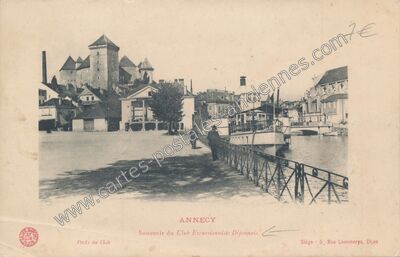 Carte postale ancienne Souvenir du Club Excursionniste Dijonnais — Annecy (Haute-Savoie)