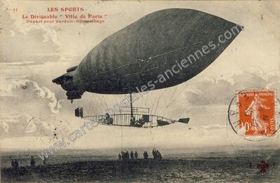 Carte postale ancienne Le Dirigeable " Ville de Paris — Dirigeable — Aviation