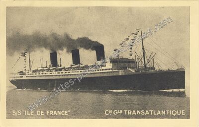 Carte postale ancienne S/S "ILE DE FRANCE — Ile de France — Bateau