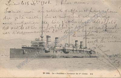 Carte postale ancienne Croiseur de 1re classe — Le Guichen — Bateau