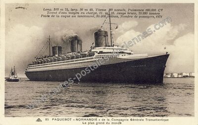 Carte postale ancienne Paquebot « Normandie — Normandie — Bateau