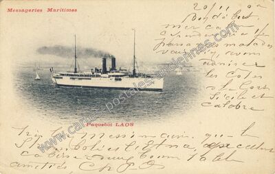 Carte postale ancienne Paquebot Laos — Paquebot Laos — Bateau