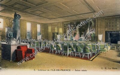 Carte postale ancienne Intérieur — Salon mixte — Ile de France — Bateau