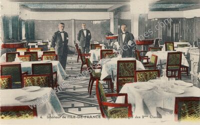 Carte postale ancienne Intérieur - Salle à Manger des 2mes Classes — Ile de France — Bateau