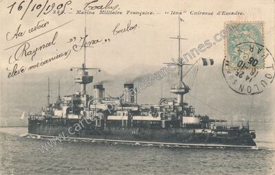 Carte postale ancienne Cuirassé d'Escadre — Cuirasse Iena — Bateau