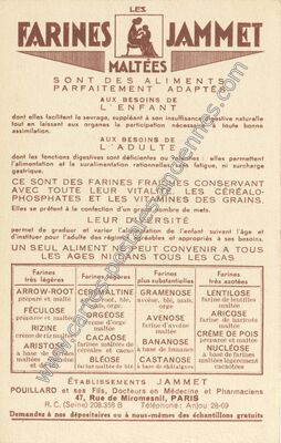 Carte postale ancienne Les Farines Jammet Maltées — arriere des Costumes — Fantaisie