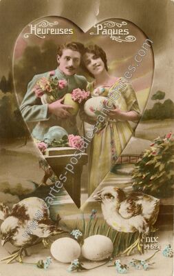 Carte postale ancienne Heureuses Paques — Heureuses Paques — Fantaisie