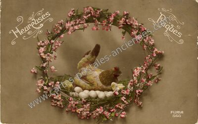 Carte postale ancienne Heureuses Paques — Heureuses Paques — Fantaisie