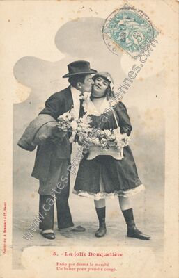 Carte postale ancienne La jolie Bouquetière — La Bouquetiere — Fantaisie