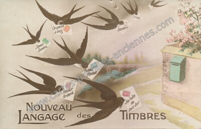 Carte postale ancienne Nouveau Langage des Timbres — Langage des Timbres — Fantaisie