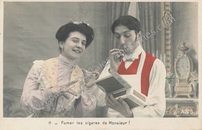 Carte postale ancienne Fumer les cigares de Monsieur ! — Patrons Partis — Fantaisie