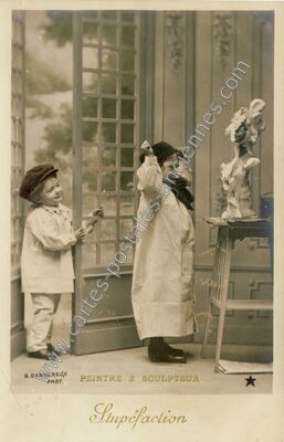Carte postale ancienne Peintre & Sculpteur — Peintre et Sculpteur — Fantaisie