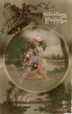 Carte postale ancienne Heureuses Paques — Heureuses Paques — Fantaisie