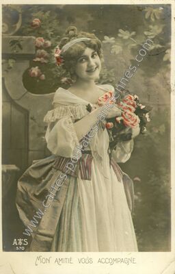 Carte postale ancienne Mon Amitié vous accompagne — Mon Amitie — Fantaisie