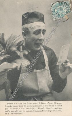 Carte postale ancienne Quand il arrive une lettre, crac — La Lettre — Fantaisie
