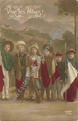 Carte postale ancienne Vive les Allies — Vive les Allies — Militaire
