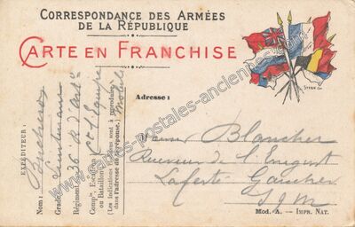 Carte postale ancienne Correspondance des Armées — Correspondance des A — Militaire