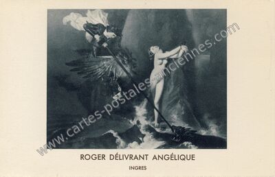 Carte postale ancienne Roger délivrant Angélique — Roger — Tableau