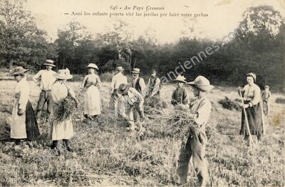 Carte postale ancienne Anni los enfants pourta vité las javélas per fairé notre gerbas — Au Pays Creusois — Personnage