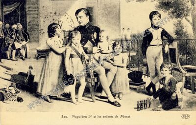 Carte postale ancienne Napoléon 1er et les enfants de Murat — Napoleon — Personnage