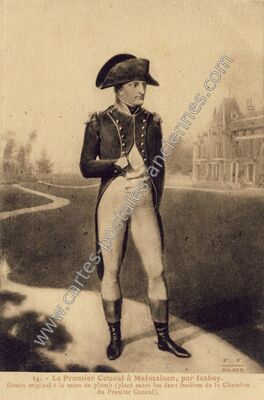 Carte postale ancienne Le Premier Consul à Malmaison, par Isabey — Napoleon — Personnage