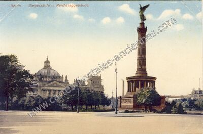 Carte postale ancienne Siegessäule u. Reichstaggebäude — Berlin — Allemagne