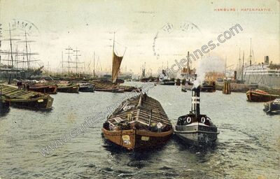 Carte postale ancienne Hafenpartie — Hamburg — Allemagne