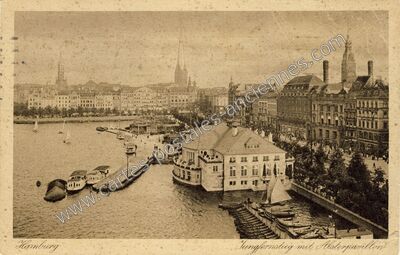Carte postale ancienne Jungfernstieg mit Alsterpavillon — Hamburg — Allemagne