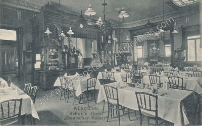 Carte postale ancienne Schott's Hotel „Deutscher Kaiser“ — Wurzburg — Allemagne