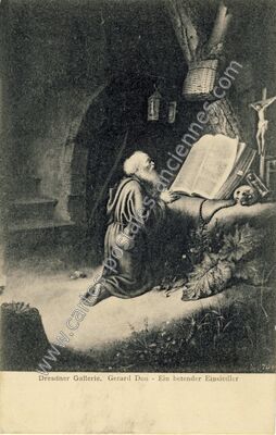 Carte postale ancienne Gerard Dou - Ein betender Einsiedler — Xx — Allemagne