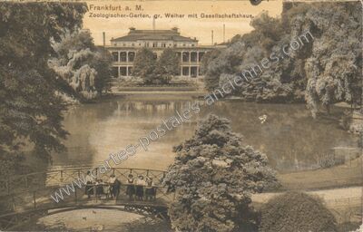 Carte postale ancienne Zoologischer-Garten, gr. Weiher mit Gesellschaftshaus — Frankfurt — Allemagne