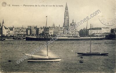 Carte postale ancienne Panorama de la ville et vue de la rade — Anvers — Belgique