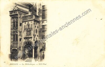 Carte postale ancienne La Bibliothèque — Bruges — Belgique