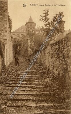 Carte postale ancienne Grand Escalier de la Ville-Basse — Chimay — Belgique