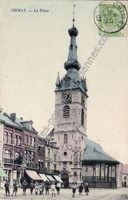 Carte postale ancienne La Place — Chimay — Belgique