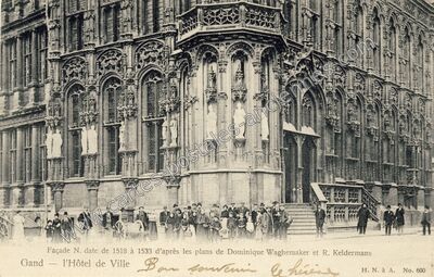 Carte postale ancienne L'Hôtel de Ville — Gand — Belgique