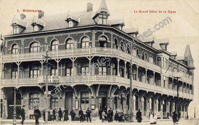Carte postale ancienne Le Grand Hôtel de la Digue — Middelkerke — Belgique