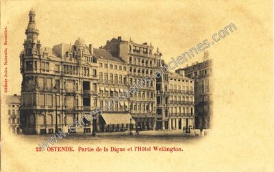 Carte postale ancienne Partie de la Digue et l'Hôtel Wellington — Ostende — Belgique