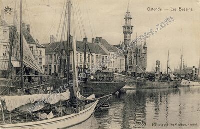 Carte postale ancienne Les Bassins — Ostende — Belgique