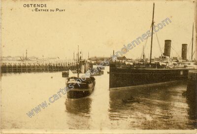 Carte postale ancienne L'Entrée du Port — Ostende — Belgique