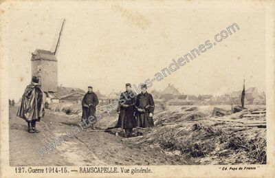 Carte postale ancienne Guerre 1914-15. Vue générale — Ramscapelle — Belgique