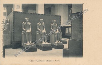 Carte postale ancienne Statues d'Usirtesen — Le Caire — Egypte