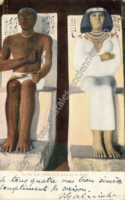 Carte postale ancienne Le fils royal - Hotep et la dame du roi Nefer — Le Caire — Egypte
