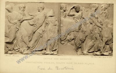 Carte postale ancienne Cattle for Sacrifice — Parthenon — Grèce