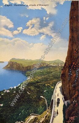 Carte postale ancienne Panorama e strada d'Anacapri — Capri — Italie