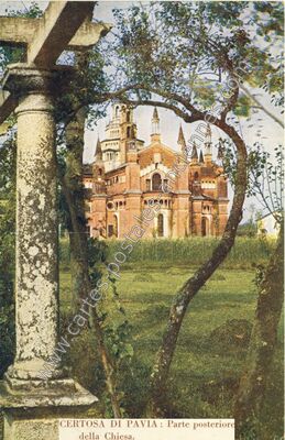 Carte postale ancienne Parte posteriore della Chiesa — Certosa di Pavia — Italie