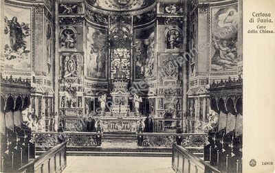Carte postale ancienne Coro della Chiesa — Certosa di Pavia — Italie